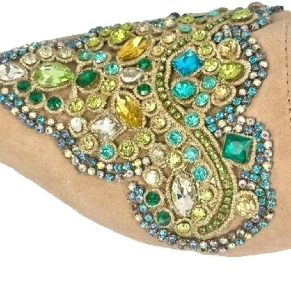 Jeffrey Campbell For Anthropologie Olden Flats Gem Embellished Suede Shoe 5.5M